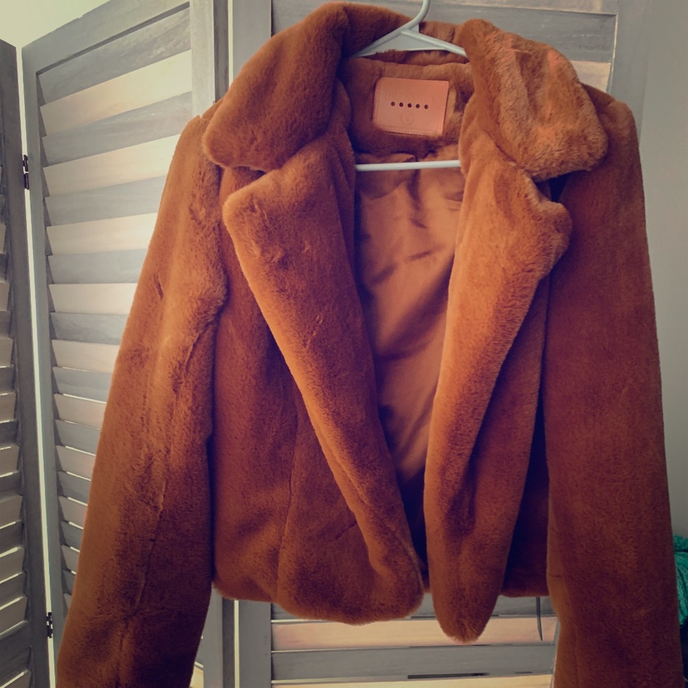 Blank nyc crop faux fur coat